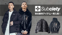 Subciety (サブサエティ)より秋冬新作アイテム入荷！シンプルな作りでこの冬デイリー・ユースに最適なダウン・ジャケットや大胆にプリントされたスケルトン・グラフィックが印象的なプルオーバー・パーカーが登場！