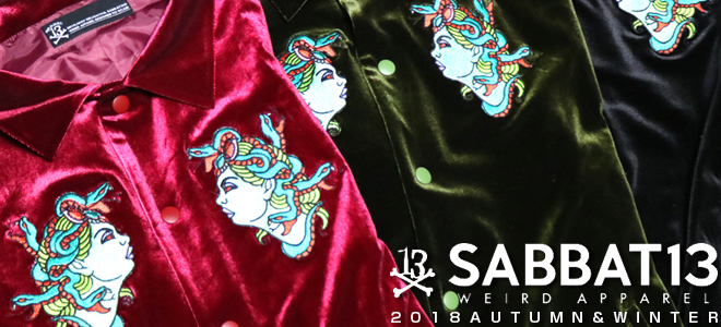 SABBAT13最新作、期間限定予約受付中！メデューサのパッチが注目のコーチJKTや蛇髪の魔女をビッグ・プリントしたロンＴなどがラインナップ！